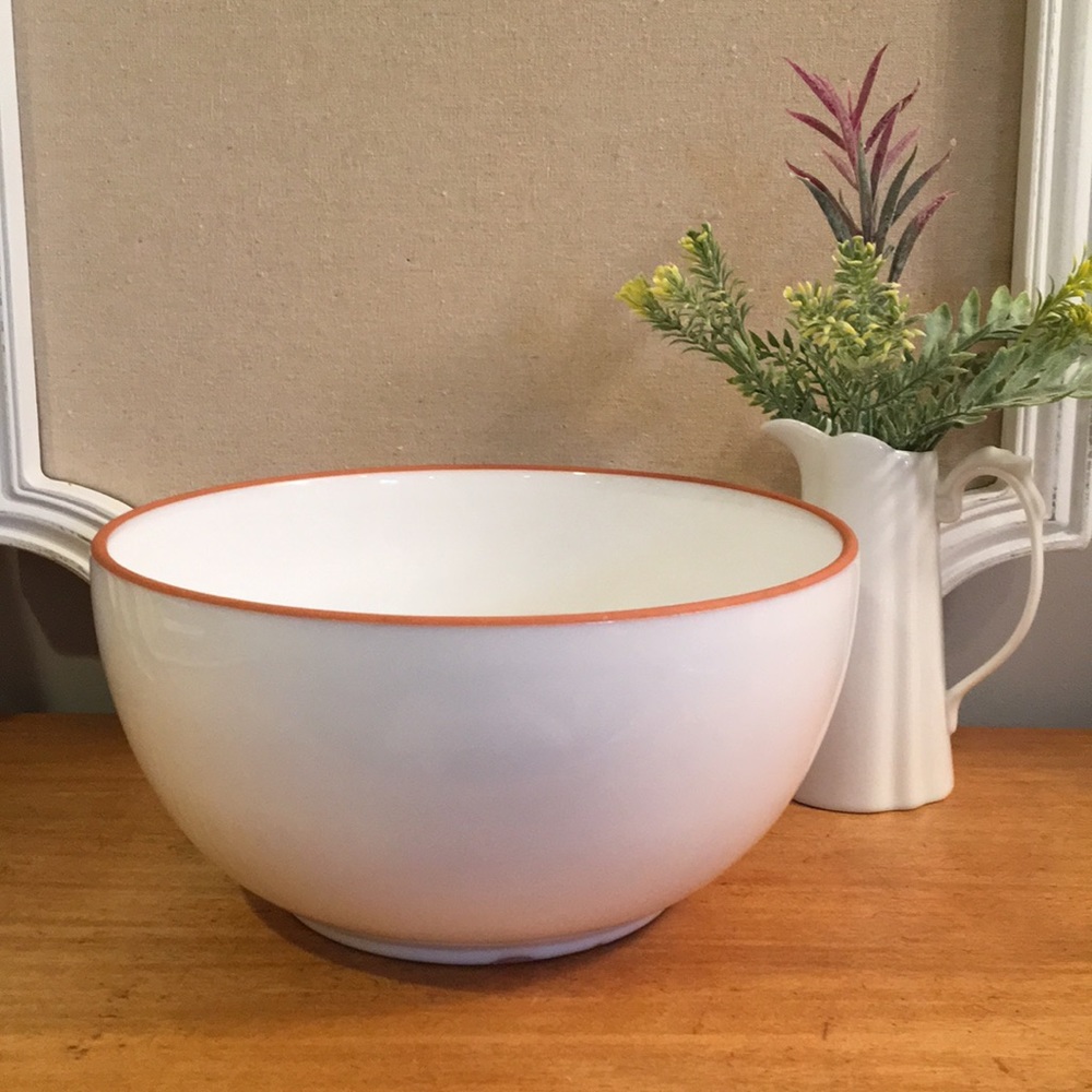 Beautiful Large White Glazed Pottery Bowl